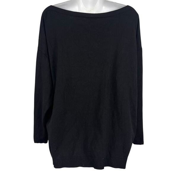 Talbots Woman Petite Pearl Beaded Pullover Open Sleeve Sweater Stretch Black 2XP - Picture 13 of 15